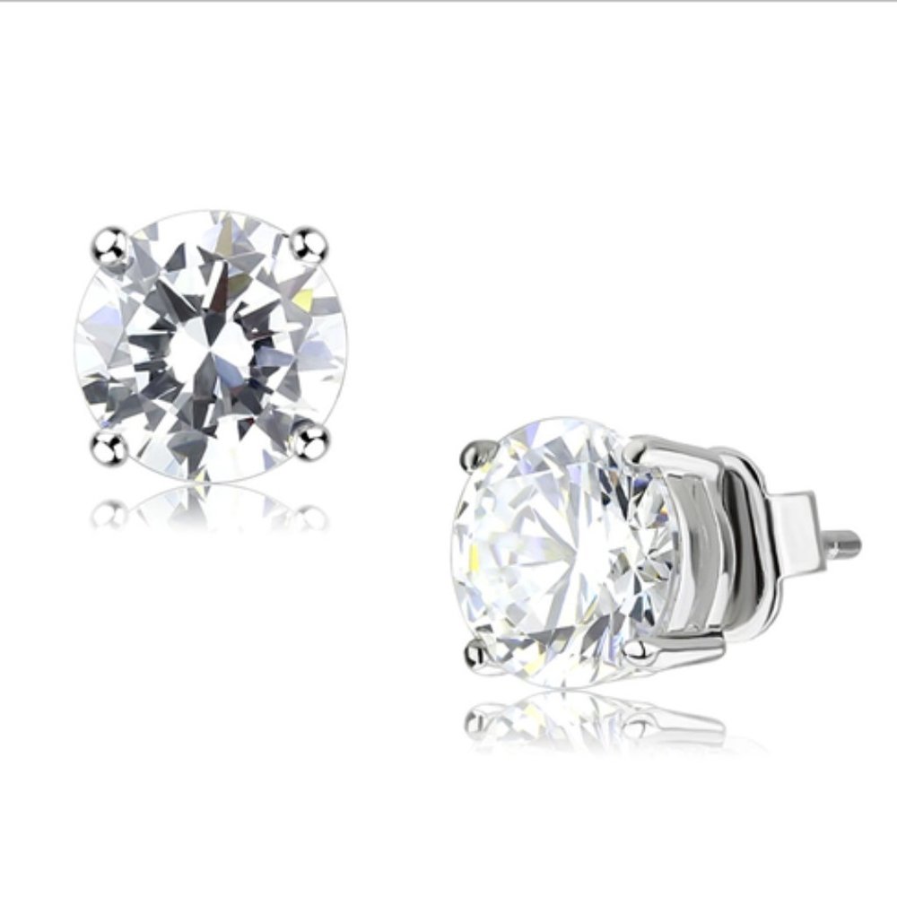 Brass Earrings Rhodium Women AAA Grade CZ